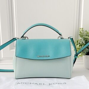 Michael Kors Two-Tone Aqua and Mint Top-Handle Satchel